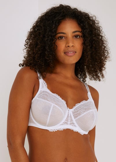 DD+ White Lace Stretch Bra