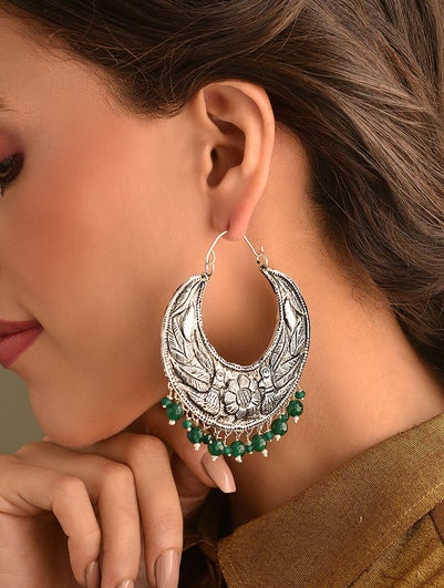 Women Tribal Silver Earrings