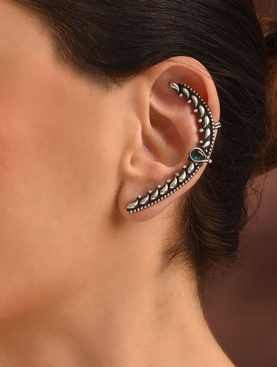 Women Silver Push Back Silver Ear Cuff