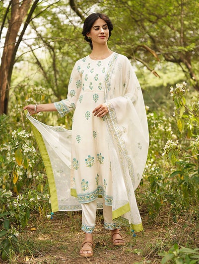 Women Off White_Cream Kota Collection Dupatta