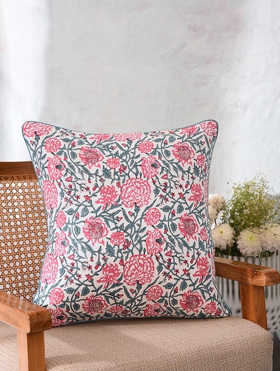 Multicolour Cotton Block Print Cushion Cover