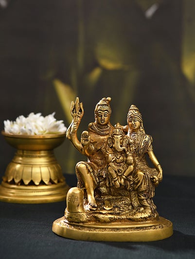 Prachi Exports Brass Handcrafted Shiva Parvati And Ganesh