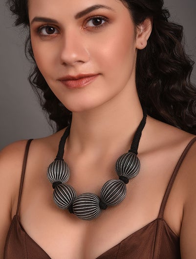 Women Silver Tone Tribal Necklace