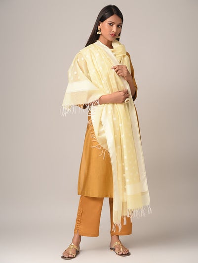 Women Yellow Benarasi Cotton Dupatta