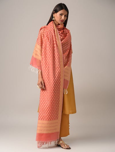 Women Red Benarasi Cotton Dupatta