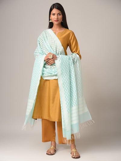 Women Blue Benarasi Cotton Dupatta