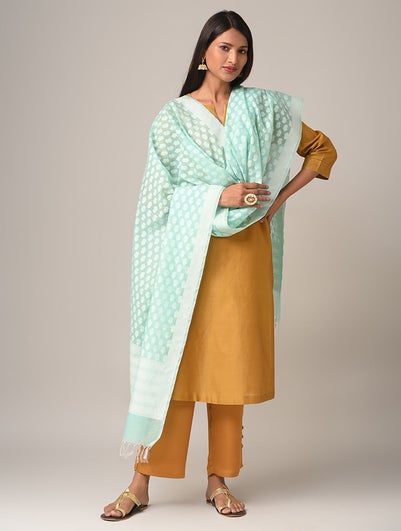 Women Blue Benarasi Cotton Dupatta