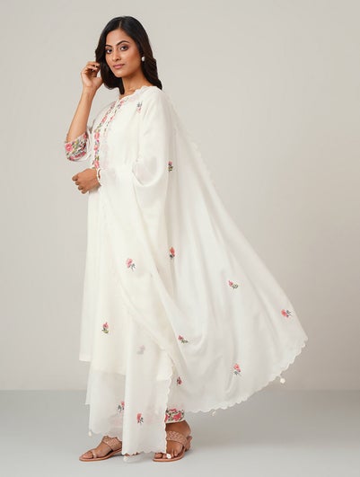 Women Ivory Cotton Silk Collection Dupatta