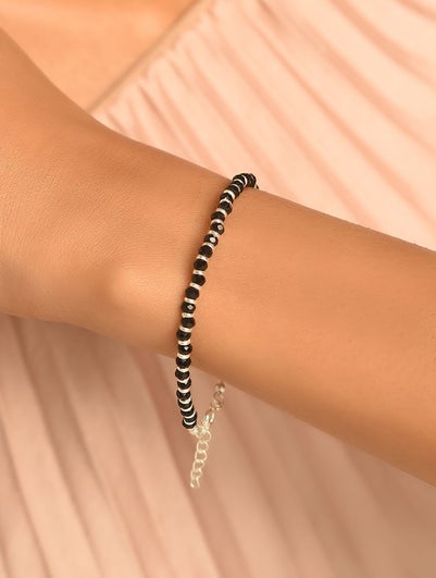 Women Black Silver Nazariya Bracelet