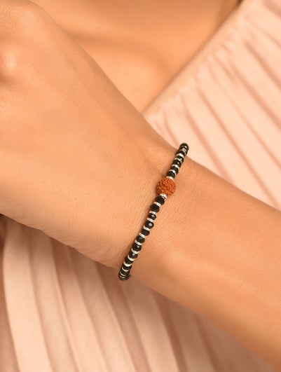 Women Black Silver Nazariya Bracelet