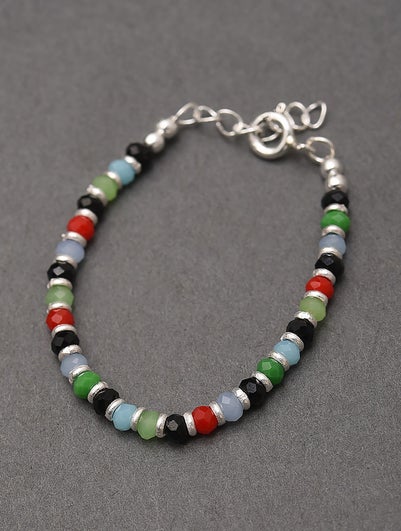 Women Multicolour Silver Nazariya Bracelet For Kids