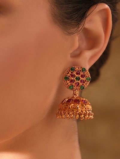 Women Gold Push Back Brass Jhumki