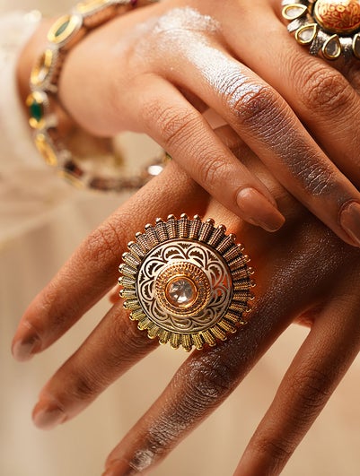 Gold Tone Kundan Ring