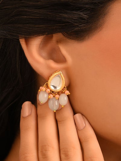 Grey Gold Tone Earrings