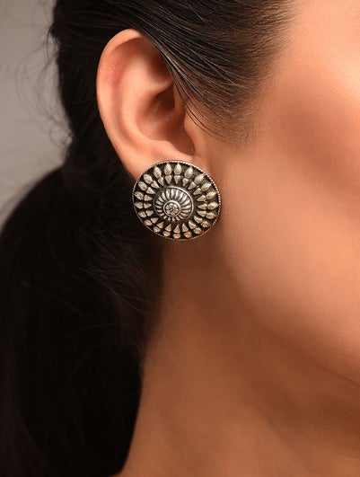 Women Silver Push Back Silver Studs