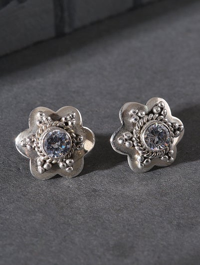 Women Silver Push Back Silver Studs