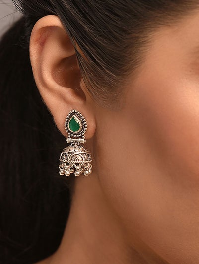 Women Silver Push Back Silver Jhumki