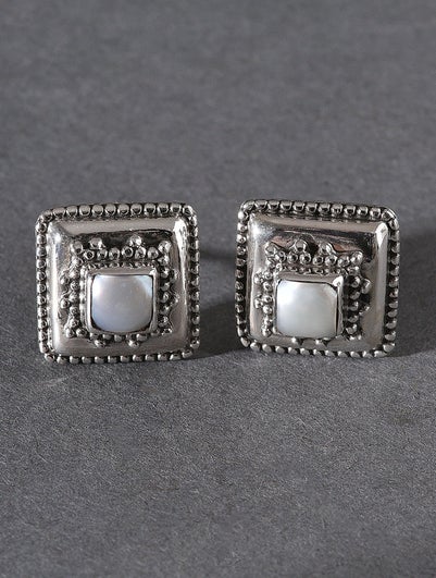 Women Silver Push Back Silver Studs