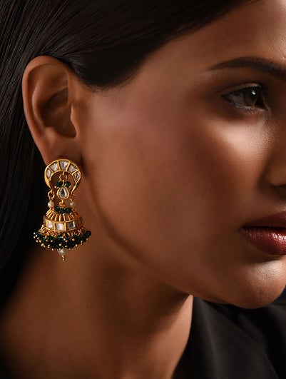 Women Gold Push Back Brass Jhumki