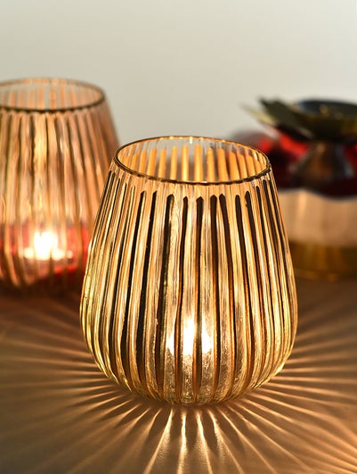 Golden Festive Glass Votives