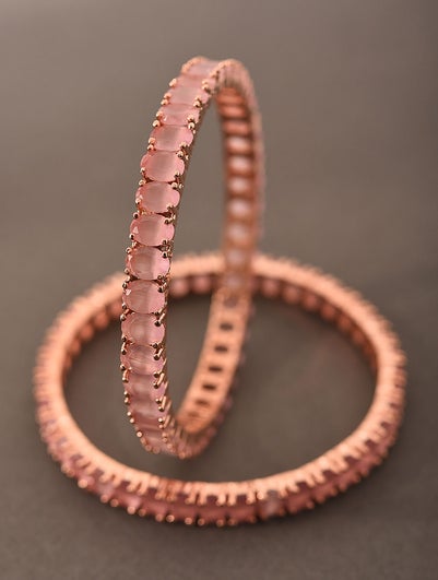 Pink Gold Tone Bangles - 2/4