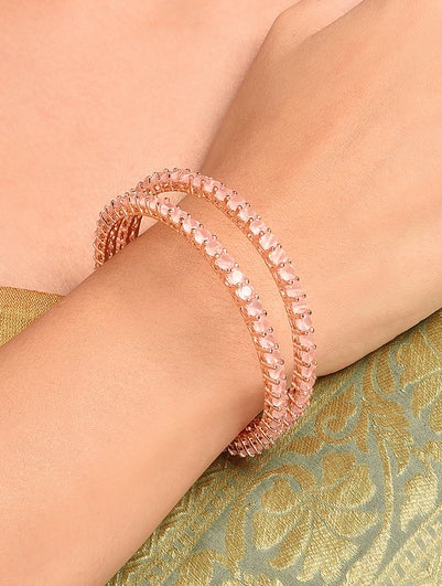 Pink Gold Tone Bangles - 2/4