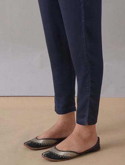 Women Navy Blue Modal Solid Regular Regular Fit Pant - XS