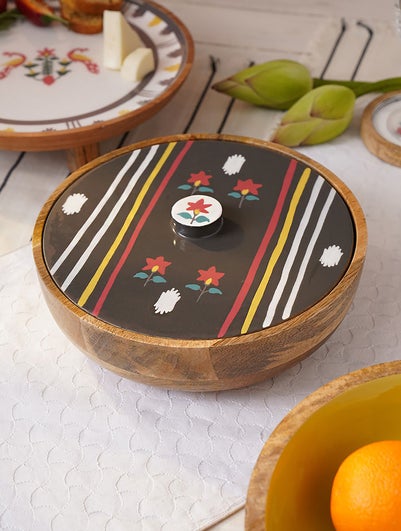 Handpainted Wooden Storage Box With Lid