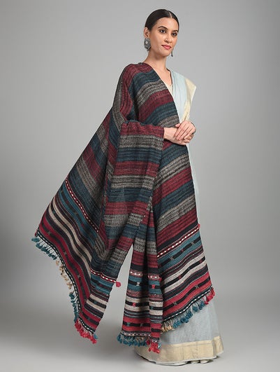 Women Red Handwoven Bhujodi Wool Shawl