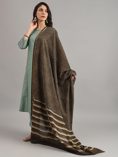 Women Brown Block Printed Cotton Dupatta