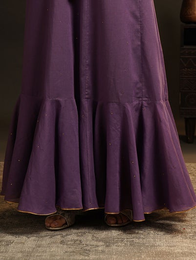 Women Purple Cotton Full Length Skirt - S-M