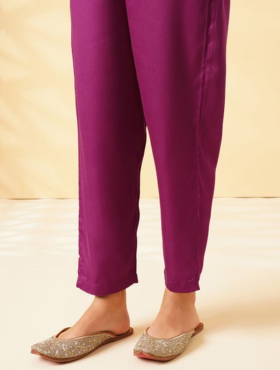 Women Pink Modal Solid Ankle Length Regular Fit Pant - XL