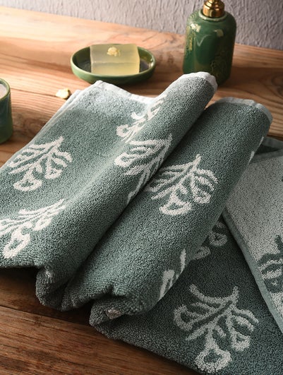 Grey Jacquard Cotton Bath Towel