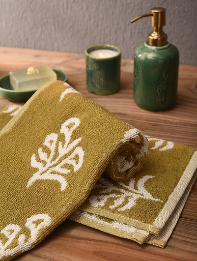 Mustard Jacquard Cotton Hand Towel