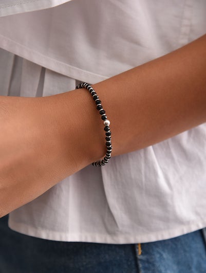 Women Black Silver Nazariya Bracelet