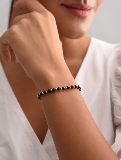 Women Black Silver Nazariya Bracelet