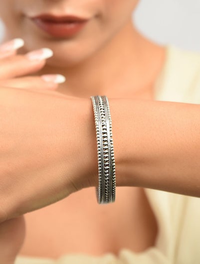 Women Tribal Silver Bangle - 2/4