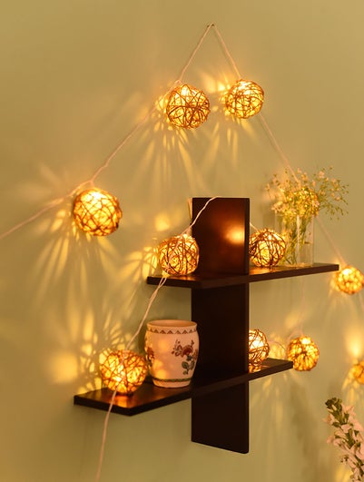 Natural Brown Decorative Jute String Light In A Gift Box