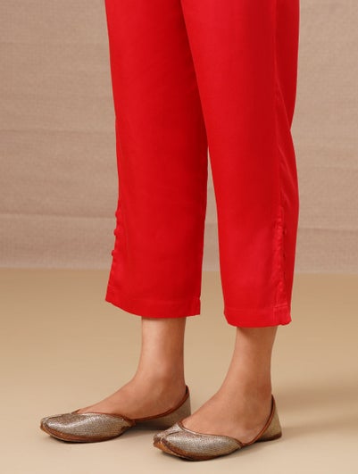 Red Elasticated Waist Modal Pants