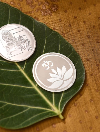 Lotus With Om Silver Coin