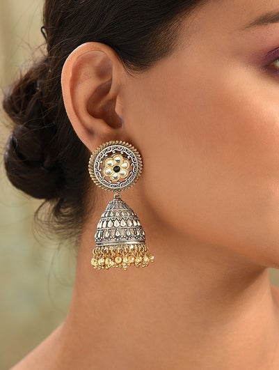 Women Gold Push Back Brass Jhumki