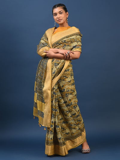 Women Multicolour Ajrakh Kota Saree