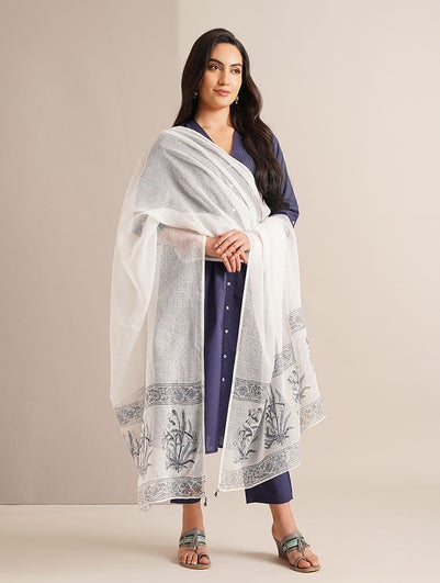 Women White Kota Collection Dupatta