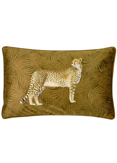Paoletti Cheetah Jungle Velvet Cushion (30cm x 50cm x 8cm) - One Size