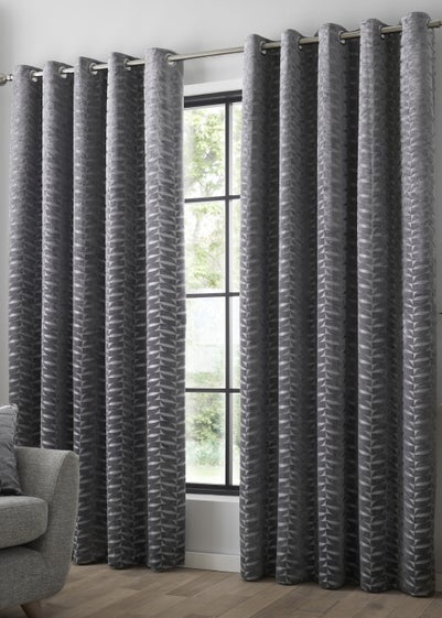Curtina Kendal Grey Eyelet Curtains - 46W X 54D (116x137cm)