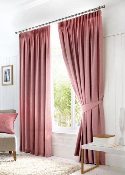 Fusion Dijon Blackout Pink Pencil Pleat Curtains - 46W X 54D (116x137cm)