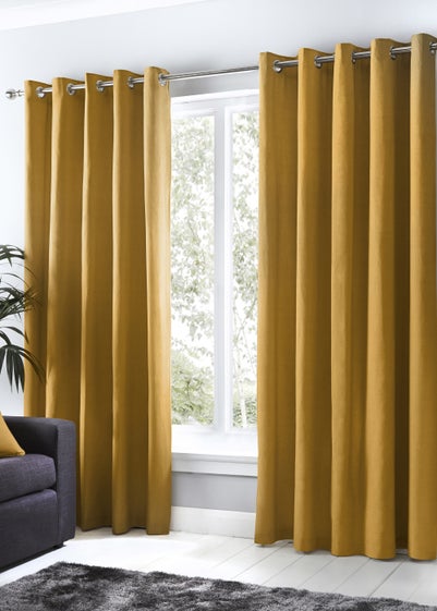 Fusion Sorbonne Yellow Eyelet Curtains - 46W X 54D (116x137cm)