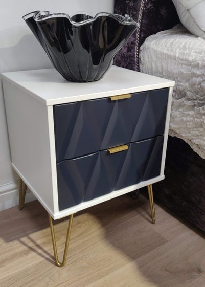 Ready Assembled Prism 2 Drawer Bedside Table (50.5cm x 41.5cm x 39.5cm)