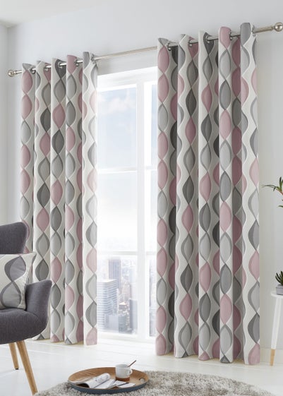 Fusion Lennox Pink Eyelet Curtains - 46W X 54D (116x137cm)