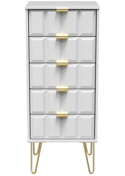 Swift Cube 5 Drawer Tall Bedside Cabinet (107.5cm x 41.5cm x 39.5cm) - One Size